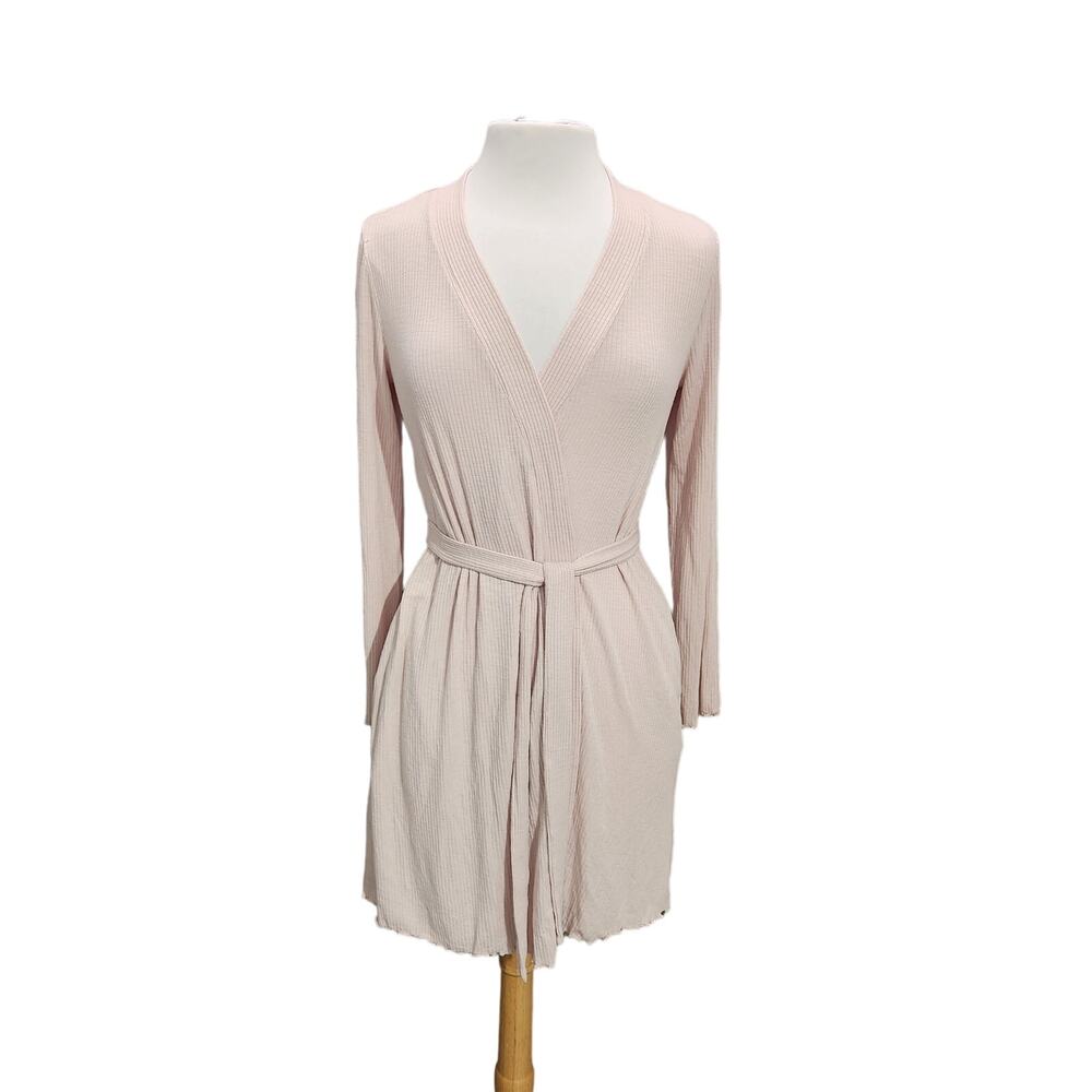 Aerie Ribbed Lettuce Trim Pink Robe Size XS/S